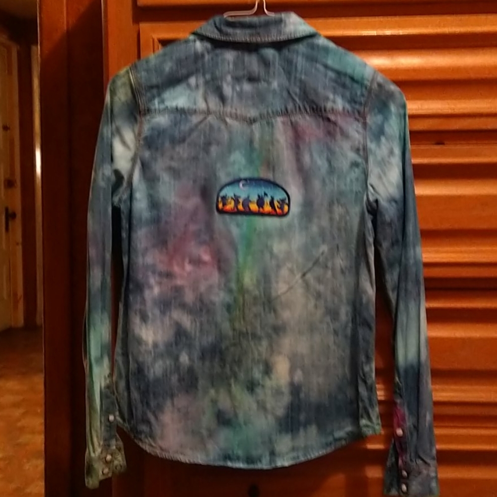 Upcycled W/ Grateful Dead Patch Chambray Shirt (M) - image 3